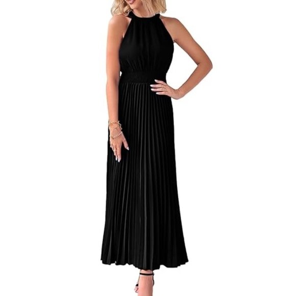 Pretty Gaeden Dresses & Skirts - PRETTYGARDEN Sleeveless Halter Neck Flowy Pleated Maxi Cocktail Dress. d44